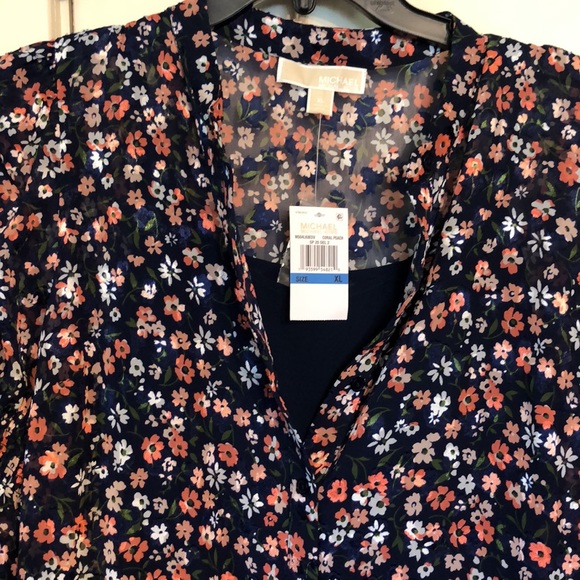 NWT! Michael Kors Bell Sleeve Floral Blouse - Picture 6 of 6